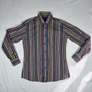 Elegant Multicolor Striped Men's Dress Shirt